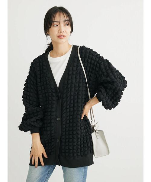 RAY CASSIN FAVORI(レイカズンフェバリ)の「・RAY CASSIN ポップコーンカーディガン(カーディガン/ボレロ・レディース・ブルー/ライトグレー/グレイッシュベージュ/ブラック・FREE)」の7枚目の写真