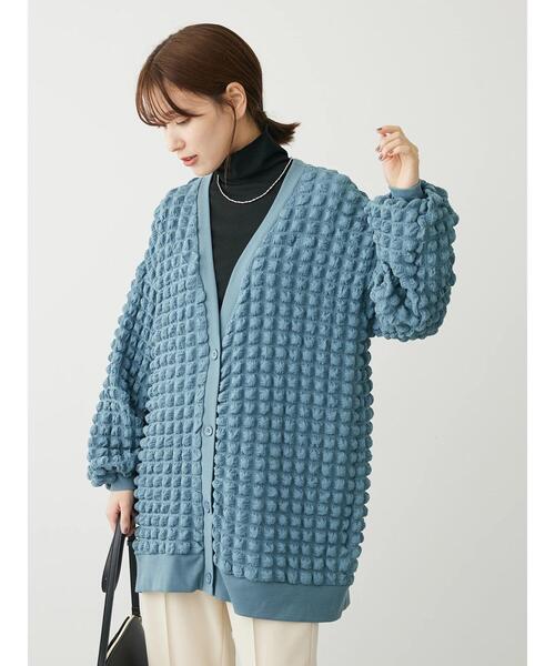 RAY CASSIN FAVORI(レイカズンフェバリ)の「・RAY CASSIN ポップコーンカーディガン(カーディガン/ボレロ・レディース・ブルー/ライトグレー/グレイッシュベージュ/ブラック・FREE)」の9枚目の写真