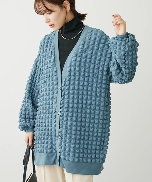 RAY CASSIN FAVORI(レイカズンフェバリ)の「・RAY CASSIN ポップコーンカーディガン(カーディガン/ボレロ・レディース・ブルー/ライトグレー/グレイッシュベージュ/ブラック・FREE)」の1枚目の写真