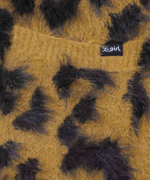 X-girl(エックスガール)の「LEOPARD KNIT CARDIGAN(カーディガン/ボレロ・レディース・チャコール/ベージュ・ONE SIZE)」の5枚目の写真