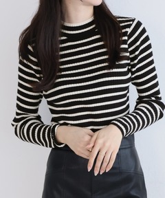 モダンストライプ長袖ボートネックTシャツ（Tシャツ/カットソー