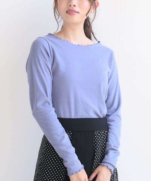 rps(アールピーエス)の「起毛リブメロークルーネックカットソー(Tシャツ/カットソー・レディース・グレイッシュベージュ/グレイッシュブルー/アイボリー/ブラック・フリー)」の4枚目の写真
