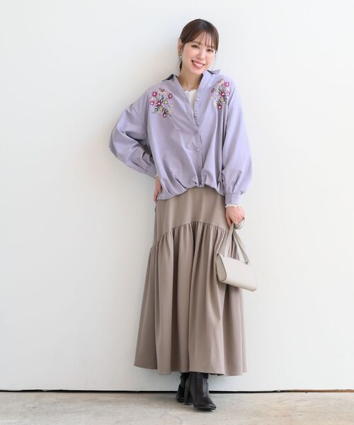 rps(アールピーエス)の「起毛リブメロークルーネックカットソー(Tシャツ/カットソー・レディース・グレイッシュベージュ/グレイッシュブルー/アイボリー/ブラック・フリー)」の13枚目の写真