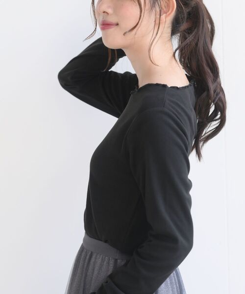 rps(アールピーエス)の「起毛リブメロークルーネックカットソー(Tシャツ/カットソー・レディース・グレイッシュベージュ/グレイッシュブルー/アイボリー/ブラック・フリー)」の20枚目の写真