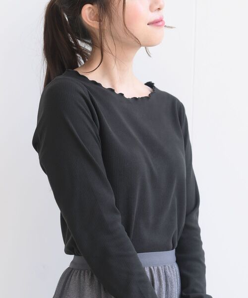 rps(アールピーエス)の「起毛リブメロークルーネックカットソー(Tシャツ/カットソー・レディース・グレイッシュベージュ/グレイッシュブルー/アイボリー/ブラック・フリー)」の22枚目の写真