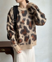 【WEB限定】 レオパードシャギークルネック