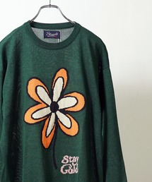 【STAYGOLD】フラワーモチーフ クルーニット / Flower Motif Crew Knit