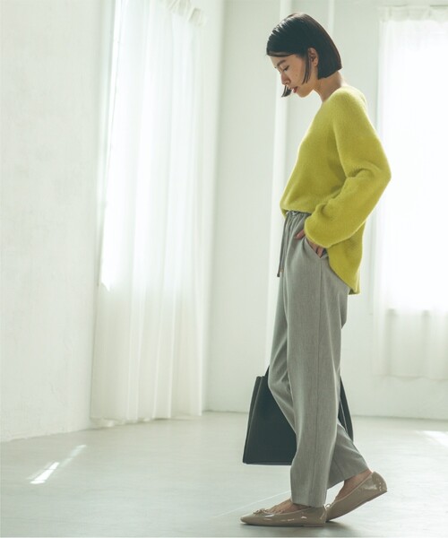 OPAQUE.CLIP（オペークドットクリップ）の「◆≪SS-LLsize≫ 裏起毛 イージーテーパードパンツ/ネオサーモ【蓄熱素材/洗濯機洗い可】（その他パンツ・レディース・グレー/ブルー/ブラック/オフホワイト・40/34/36/42/38）」の8枚目の写真