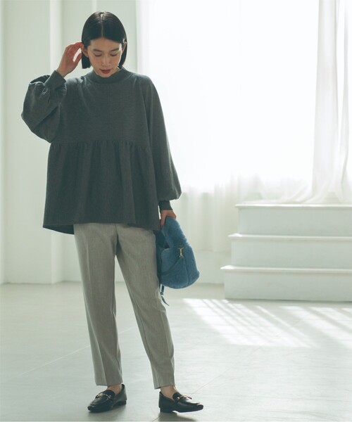 OPAQUE.CLIP（オペークドットクリップ）の「◆≪SS-LLsize≫ 裏起毛 イージーテーパードパンツ/ネオサーモ【蓄熱素材/洗濯機洗い可】（その他パンツ・レディース・グレー/ブルー/ブラック/オフホワイト・40/34/36/42/38）」の10枚目の写真