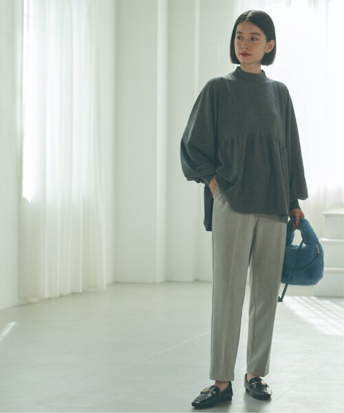 OPAQUE.CLIP（オペークドットクリップ）の「◆≪SS-LLsize≫ 裏起毛 イージーテーパードパンツ/ネオサーモ【蓄熱素材/洗濯機洗い可】（その他パンツ・レディース・グレー/ブルー/ブラック/オフホワイト・40/34/36/42/38）」の11枚目の写真