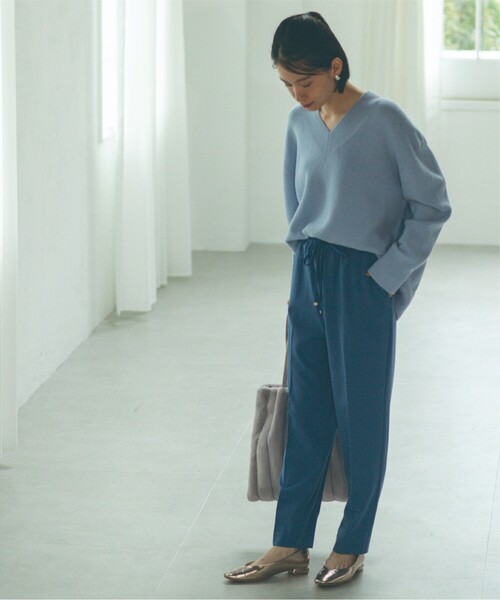 OPAQUE.CLIP（オペークドットクリップ）の「◆≪SS-LLsize≫ 裏起毛 イージーテーパードパンツ/ネオサーモ【蓄熱素材/洗濯機洗い可】（その他パンツ・レディース・グレー/ブルー/ブラック/オフホワイト・40/34/36/42/38）」の19枚目の写真