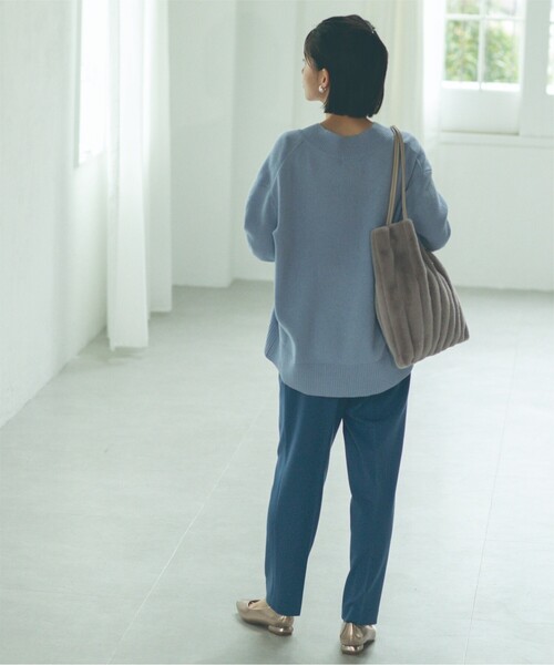 OPAQUE.CLIP（オペークドットクリップ）の「◆≪SS-LLsize≫ 裏起毛 イージーテーパードパンツ/ネオサーモ【蓄熱素材/洗濯機洗い可】（その他パンツ・レディース・グレー/ブルー/ブラック/オフホワイト・40/34/36/42/38）」の22枚目の写真