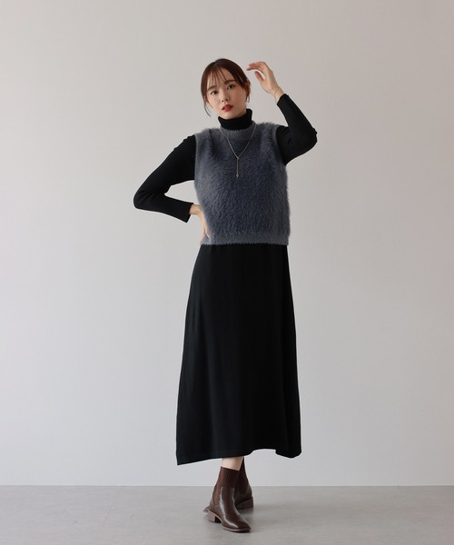 BLUEEAST（ブルーイースト）の「【ロングシーズン活躍】シャギーニットベスト（ベスト・レディース・アイボリー/ブラウン/チャコールグレー/ベージュ/ブラック・MEDIUM）」の13枚目の写真