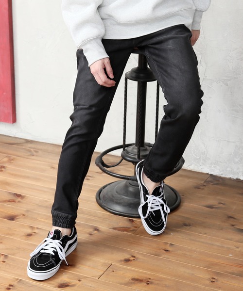 TopIsm(トップイズム)の「スーパーストレッチ ウエストシャーリングデニムジョガーパンツ(デニムパンツ・メンズ・ブラック/サックスブルー/ダークインディゴブルー/インディゴブルー/グレー/ライトグレー/ブルー・M/L/XL)」の2枚目の写真