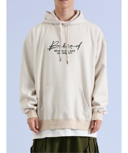 semantic design（セマンティックデザイン）の「【ストレッチ】セマンティックデザイン 刺繍プルパーカー（パーカー・メンズ・ベージュ/ホワイト/ブラック・LARGE/MEDIUM）」の8枚目の写真