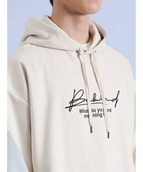 semantic design（セマンティックデザイン）の「【ストレッチ】セマンティックデザイン 刺繍プルパーカー（パーカー・メンズ・ベージュ/ホワイト/ブラック・LARGE/MEDIUM）」の11枚目の写真