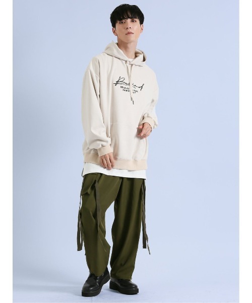 semantic design（セマンティックデザイン）の「【ストレッチ】セマンティックデザイン 刺繍プルパーカー（パーカー・メンズ・ベージュ/ホワイト/ブラック・LARGE/MEDIUM）」の14枚目の写真