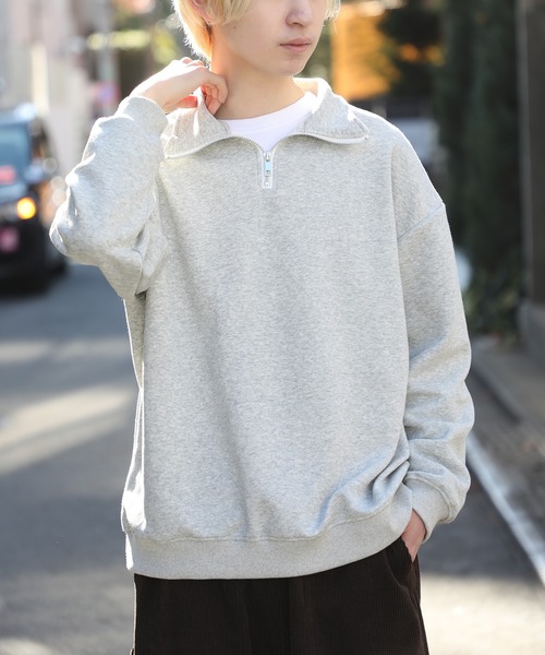 SETUP7（セットアップセブン）の「【SETUP7】ハイネックハーフジップトレーナー KNF037（スウェット・メンズ・ブラック/ホワイト/グレー・L/M）」の3枚目の写真