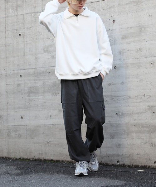 SETUP7（セットアップセブン）の「【SETUP7】ハイネックハーフジップトレーナー KNF037（スウェット・メンズ・ブラック/ホワイト/グレー・L/M）」の6枚目の写真