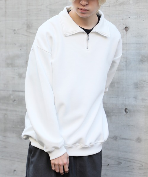 SETUP7（セットアップセブン）の「【SETUP7】ハイネックハーフジップトレーナー KNF037（スウェット・メンズ・ブラック/ホワイト/グレー・L/M）」の5枚目の写真