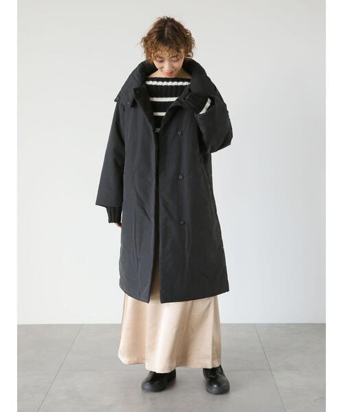 Lugnoncure(ルノンキュール)の「パディングスタンドカラーコート(その他アウター・レディース・カーキ/オフホワイト/ブラック・F)」の2枚目の写真