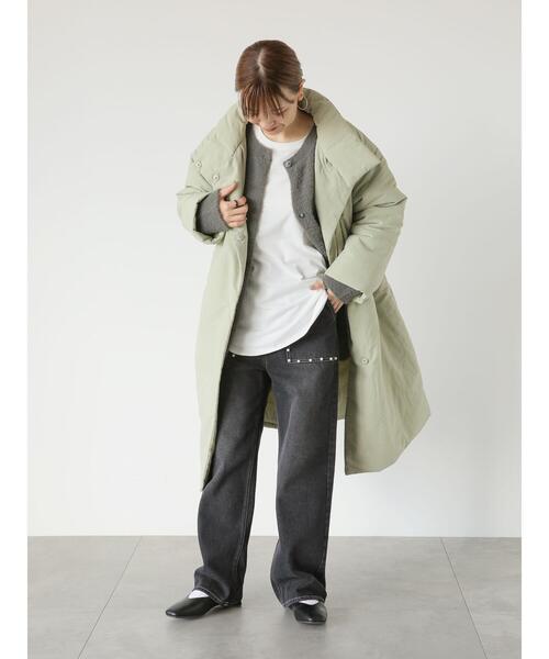 Lugnoncure(ルノンキュール)の「パディングスタンドカラーコート(その他アウター・レディース・カーキ/オフホワイト/ブラック・F)」の6枚目の写真