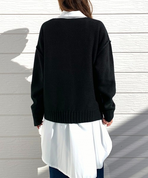 Q（キュー）の「4色ニュアンスカラーニット（ニット/セーター・レディース・ブラック/ホワイト・MEDIUM）」の5枚目の写真