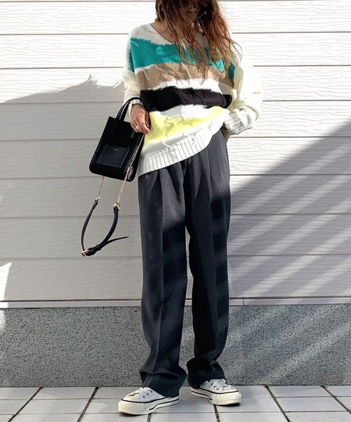 Q（キュー）の「4色ニュアンスカラーニット（ニット/セーター・レディース・ブラック/ホワイト・MEDIUM）」の11枚目の写真