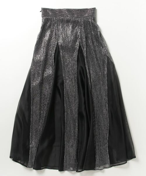 B'2nd（ビーセカンド）の「Ｇｌｉｔｔｅｒ　Ｐｌｅａｔｅｄ　Ｆｌａｒｅｄ　Ｓｋｉｒｔ（その他パンツ・レディース・シルバー・38）」の2枚目の写真