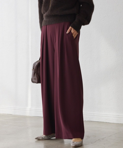 RIVE DROITE（リヴドロワ）の「手洗い可/タックワイドスラックス（スラックス・レディース・グレー系その他/チャコールグレー/アイボリー/ブラック/ダークブラウン/モカ/カーキ/ピンク/ネイビー/イエロー/ミント/バーガンディー/キャメル・36/38/34）」の13枚目の写真