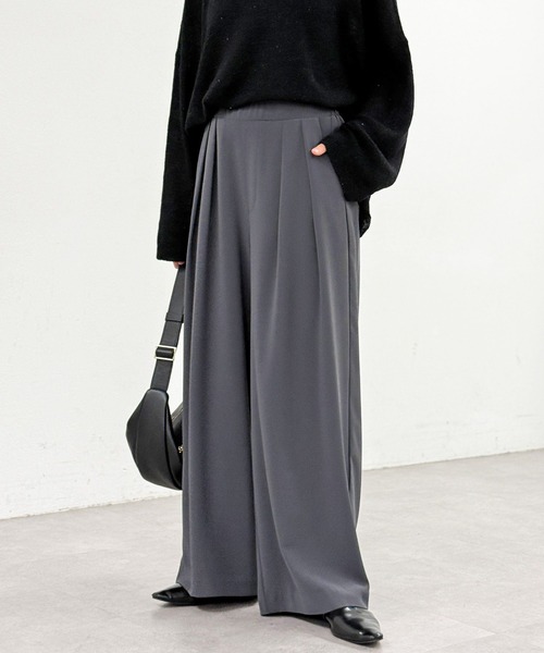 手洗い可/タックワイドスラックス（スラックス）｜RIVE DROITE