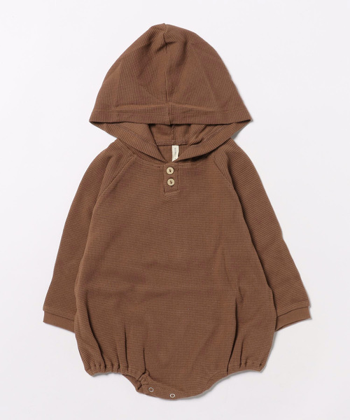 【セール】★Quincy Mae★WAFFLE HOODED BUBBLE ROMPER | PECAN（その他ベビー用品）｜Quincy Mae（クインシーメイ）