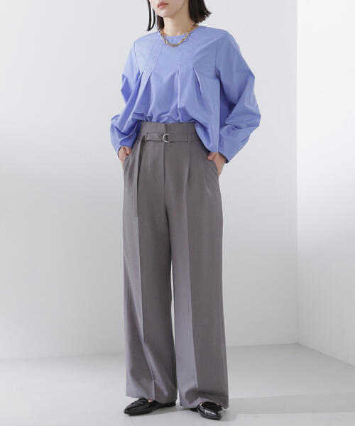 NATURAL BEAUTY BASIC（ナチュラルビューティーベーシック）の「◇＜パウダリーツイルシリーズ＞タックワイドパンツ（その他パンツ・レディース・ベージュ/グレー/オフホワイト・SMALL/MEDIUM）」の19枚目の写真