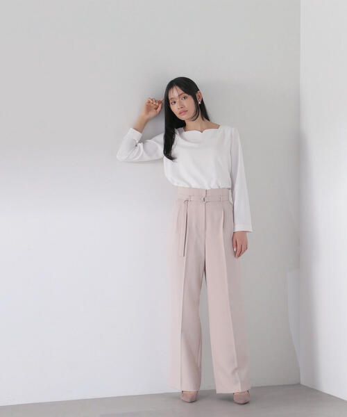 NATURAL BEAUTY BASIC（ナチュラルビューティーベーシック）の「◇＜パウダリーツイルシリーズ＞タックワイドパンツ（その他パンツ・レディース・ベージュ/グレー/オフホワイト・SMALL/MEDIUM）」の10枚目の写真