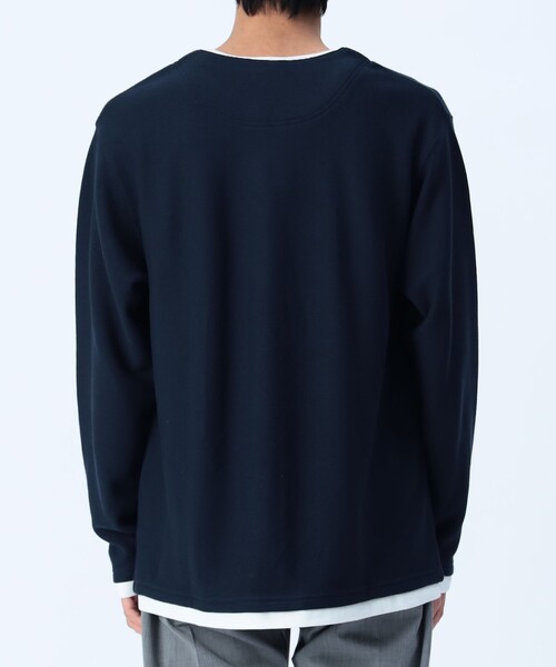 BEAMS HEART（ビームスハート）の「【ユニセックス】スリットネック フェイクレイヤー ロングスリーブ（Tシャツ/カットソー・メンズ・ネイビー/ナチュラル/オリーブ・L/M/XL/S）」の22枚目の写真