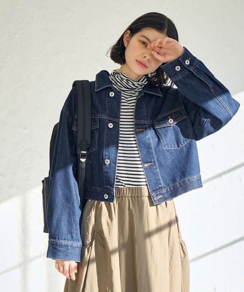 ROPE' PICNIC（ロペピクニック）の「ショート丈デニムジャケット（デニムジャケット・レディース・ネイビー/サックスブルー・38）」の14枚目の写真