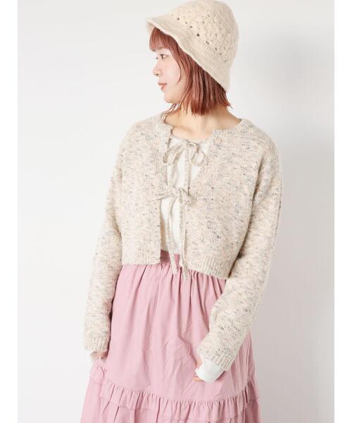 ehka sopo(エヘカソポ)の「リボンショート丈カーディガン(カーディガン/ボレロ・レディース・サックスブルー/イエロー/ラベンダー/キナリ・F)」の10枚目の写真