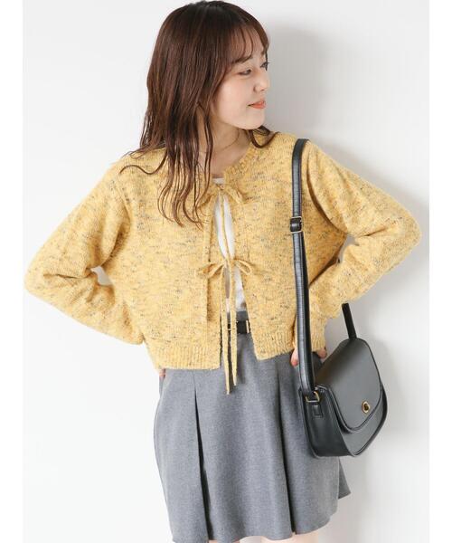 ehka sopo(エヘカソポ)の「リボンショート丈カーディガン(カーディガン/ボレロ・レディース・サックスブルー/イエロー/ラベンダー/キナリ・F)」の12枚目の写真