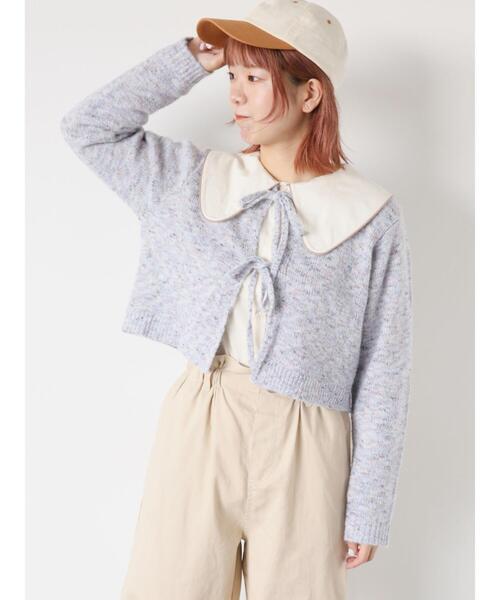 ehka sopo(エヘカソポ)の「リボンショート丈カーディガン(カーディガン/ボレロ・レディース・サックスブルー/イエロー/ラベンダー/キナリ・F)」の14枚目の写真