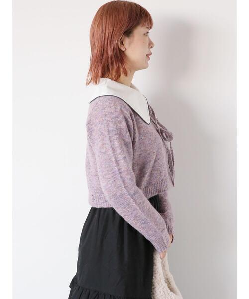 ehka sopo(エヘカソポ)の「リボンショート丈カーディガン(カーディガン/ボレロ・レディース・サックスブルー/イエロー/ラベンダー/キナリ・F)」の19枚目の写真