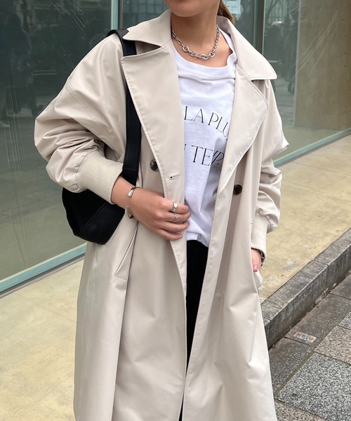 un dix cors（アンディコール）の「エステルニット切替コート（トレンチコート・レディース・ネイビー/グレイッシュベージュ・FREE）」の12枚目の写真