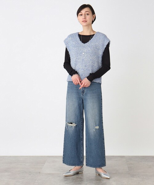 THE SHOP TK (ザ ショップ ティーケー )の「◆レスウォーターストレートワイドデニム【洗濯機OK】(デニムパンツ・レディース・ブルー系3/ブルー/ネイビー・11/12/13)」の18枚目の写真