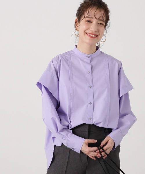 N.（N. Natural Beauty Basic）（エヌエヌナチュラルビューティーベーシック）の「◆ショルダータックブラウス（シャツ/ブラウス・レディース・イエロー/パープル/グレイッシュベージュ・MEDIUM）」の2枚目の写真