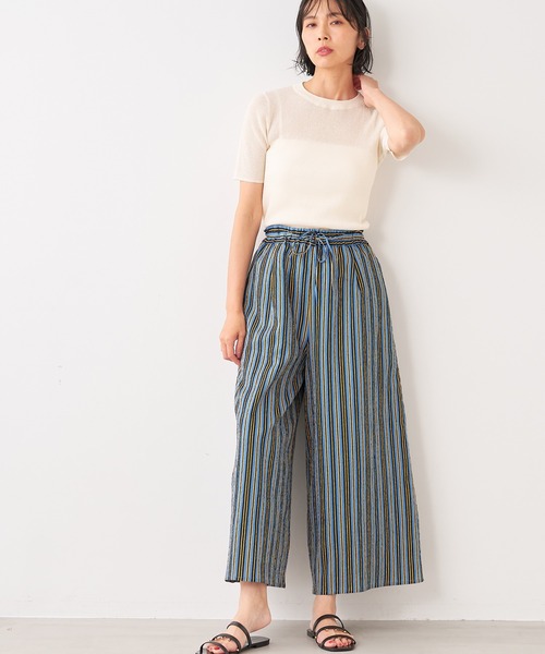 未使用　ティッカ TICCA セミワイドストレートパンツ ストライプ コットン 未使用 ティッカ TICCA セミワイドストレートパンツ ストライプ