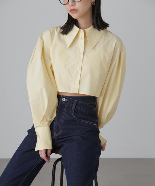 FREE'S MART（フリーズマート）の「ショート丈タックボリュームスリーブシャツ（シャツ/ブラウス・レディース・ブルー/ホワイト/イエロー・FREE）」の9枚目の写真