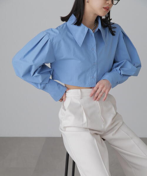 FREE'S MART（フリーズマート）の「ショート丈タックボリュームスリーブシャツ（シャツ/ブラウス・レディース・ブルー/ホワイト/イエロー・FREE）」の17枚目の写真