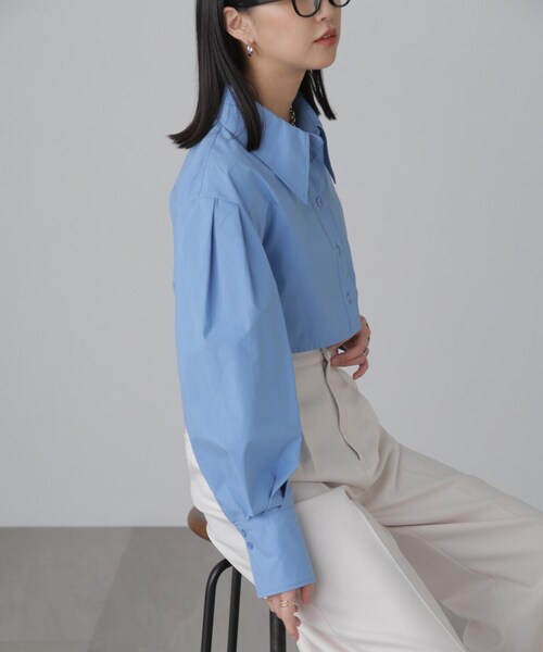 FREE'S MART（フリーズマート）の「ショート丈タックボリュームスリーブシャツ（シャツ/ブラウス・レディース・ブルー/ホワイト/イエロー・FREE）」の18枚目の写真