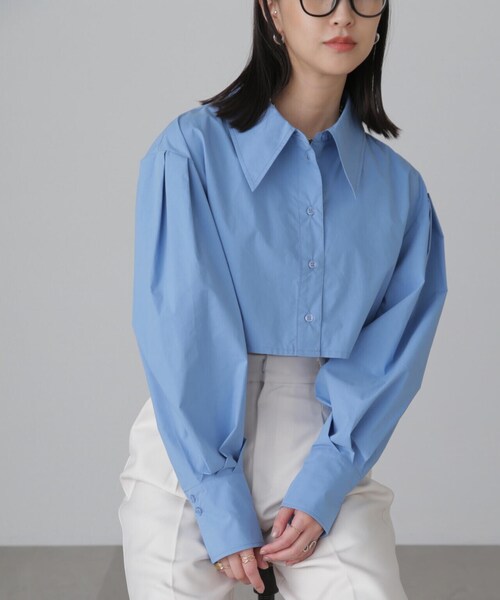 FREE'S MART（フリーズマート）の「ショート丈タックボリュームスリーブシャツ（シャツ/ブラウス・レディース・ブルー/ホワイト/イエロー・FREE）」の22枚目の写真