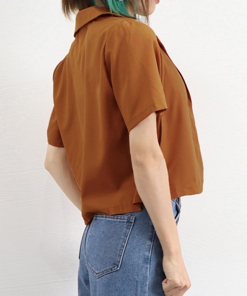 Miniministore（ミニミニストア）の「クロップド丈 テーラードジャケット 半袖（テーラードジャケット・レディース・ベージュ/ブラック/グレイッシュベージュ/オレンジ・L/M）」の15枚目の写真
