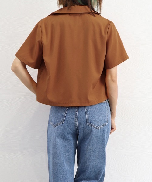 Miniministore（ミニミニストア）の「クロップド丈 テーラードジャケット 半袖（テーラードジャケット・レディース・ベージュ/ブラック/グレイッシュベージュ/オレンジ・L/M）」の14枚目の写真